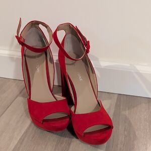 Red Suede Sun And Stone Platform Heels